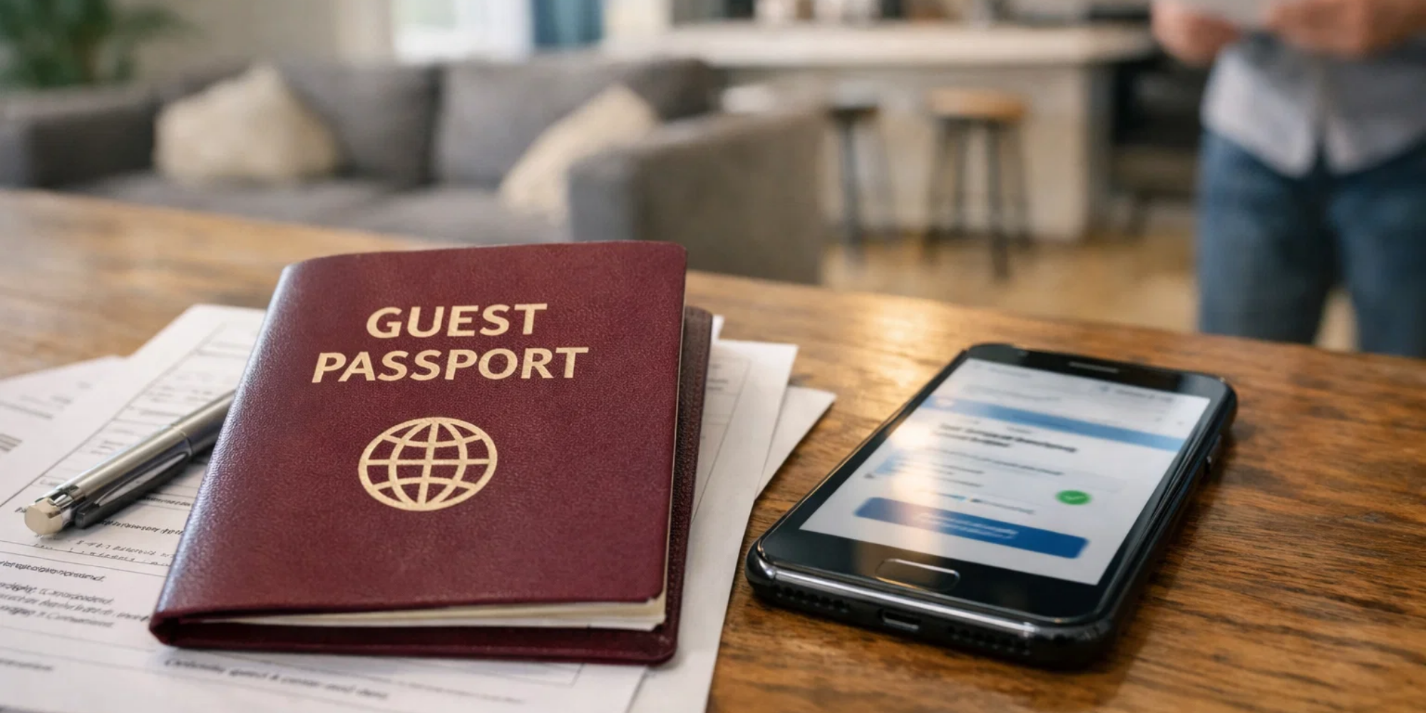 Guest identification documents during check-in at holiday rental property in Marbella