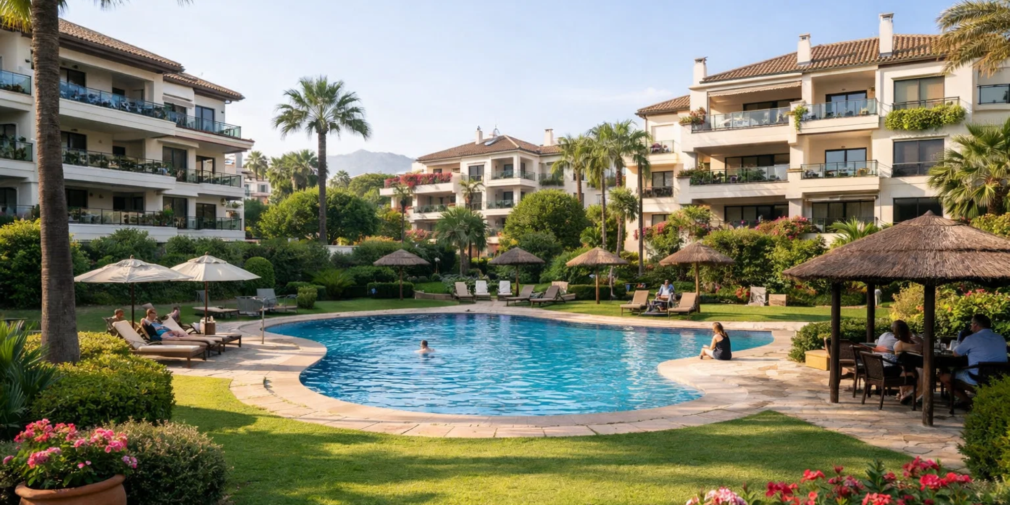 Shared community areas in Marbella residential complex affected by short-term rental rules