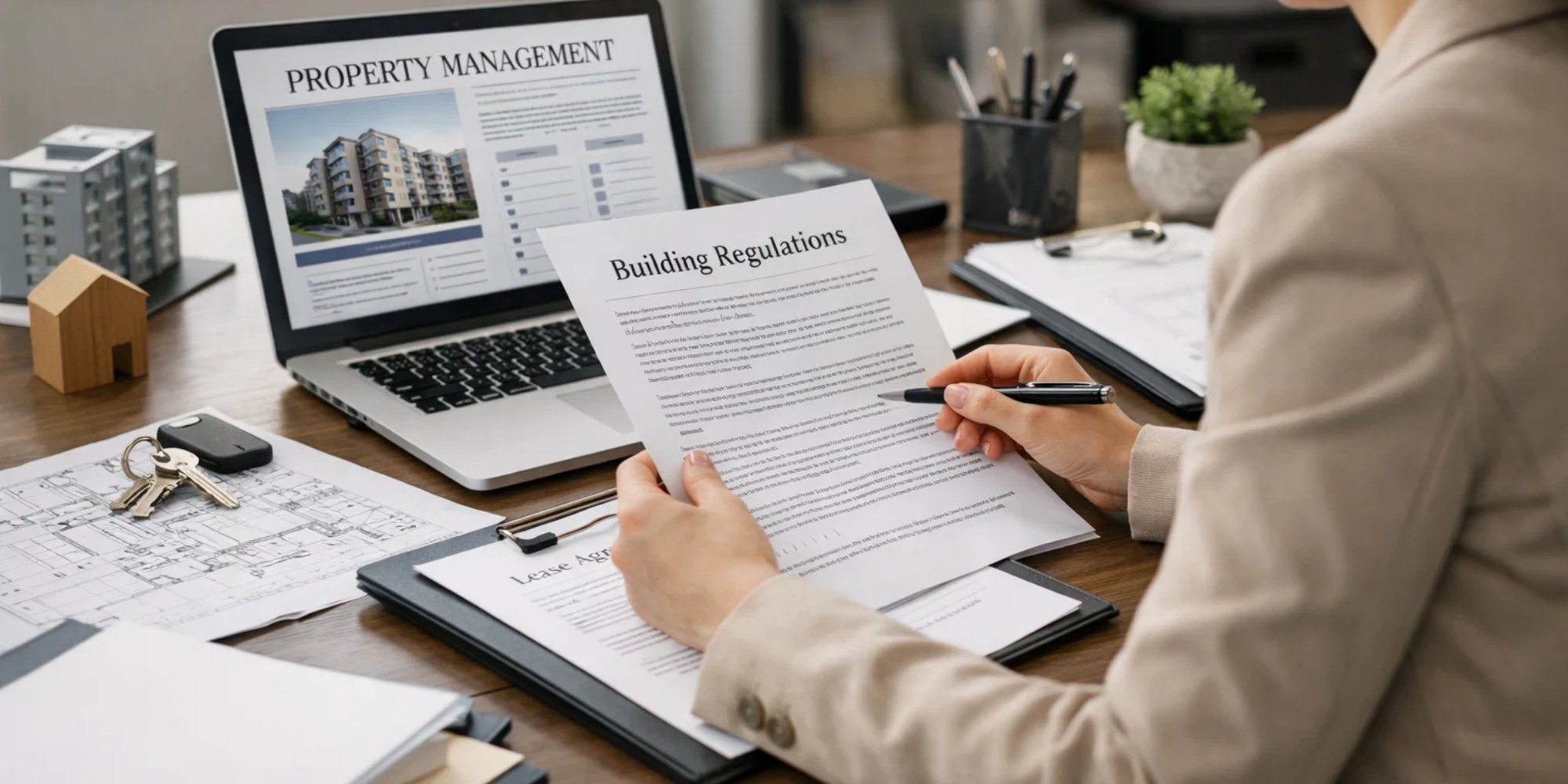 Property manager reviewing community regulations for holiday rental property in Marbella