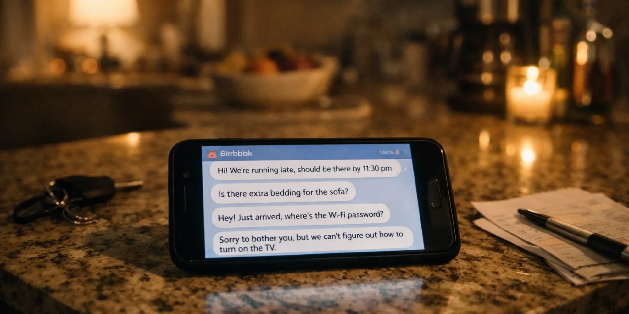 Late-night guest messages during a holiday rental stay