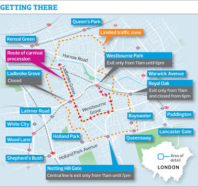 Notting hill carnival london map