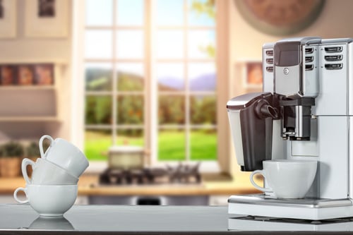 coffee machine in a sunny kitchen in the morning